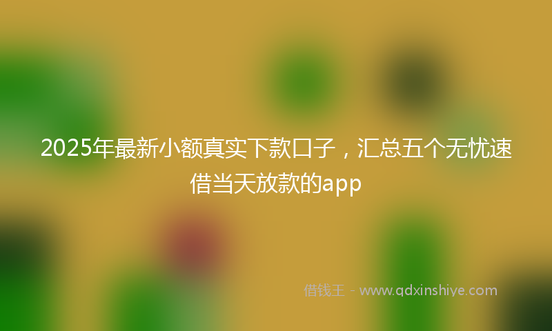 2025年最新小额真实下款口子，汇总五个无忧速借当天放款的app