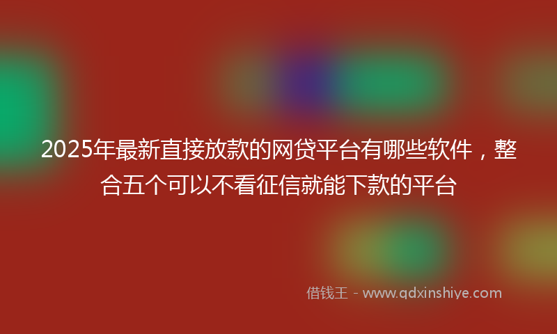 2025年最新直接放款的网贷平台有哪些软件，整合五个可以不看征信就能下款的平台
