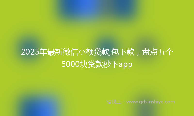 2025年最新微信小额贷款,包下款，盘点五个5000块贷款秒下app