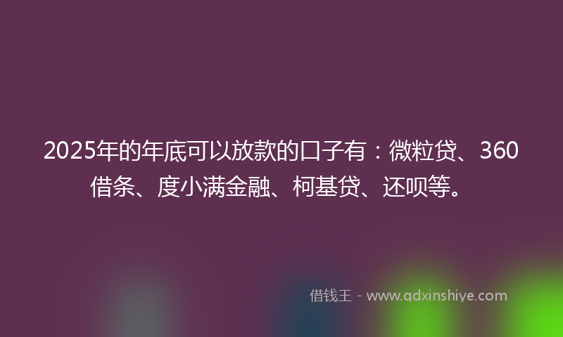 2025年的年底可以放款的口子有：微粒贷、360借条、度小满金融、柯基贷、还呗等。