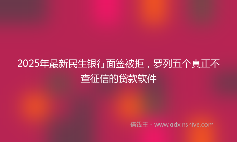 2025年最新民生银行面签被拒，罗列五个真正不查征信的贷款软件