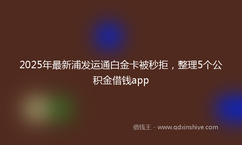 2025年最新浦发运通白金卡被秒拒，整理5个公积金借钱app