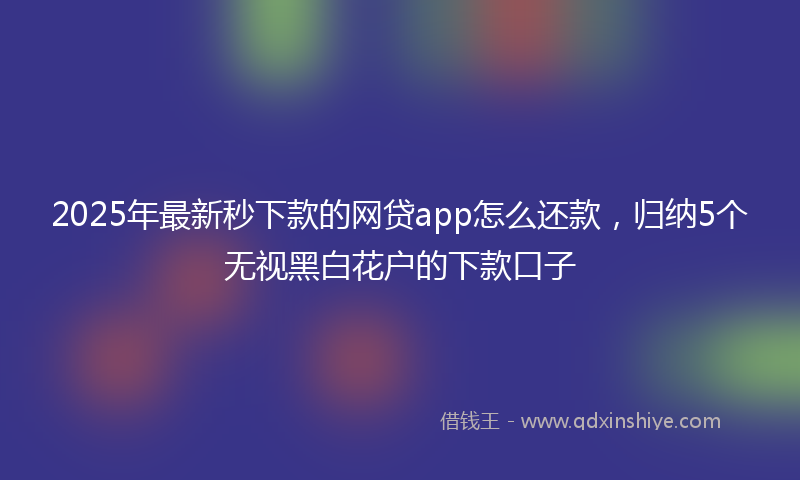 2025年最新秒下款的网贷app怎么还款，归纳5个无视黑白花户的下款口子