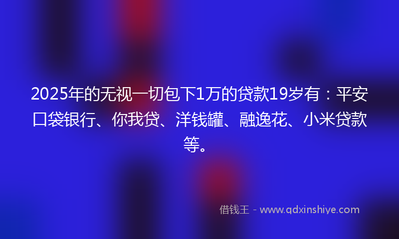 2025年的无视一切包下1万的贷款19岁有：平安口袋银行、你我贷、洋钱罐、融逸花、小米贷款等。
