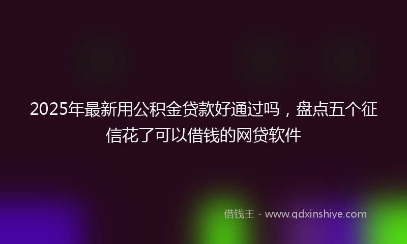 2025年最新用公积金贷款好通过吗，盘点五个征信花了可以借钱的网贷软件