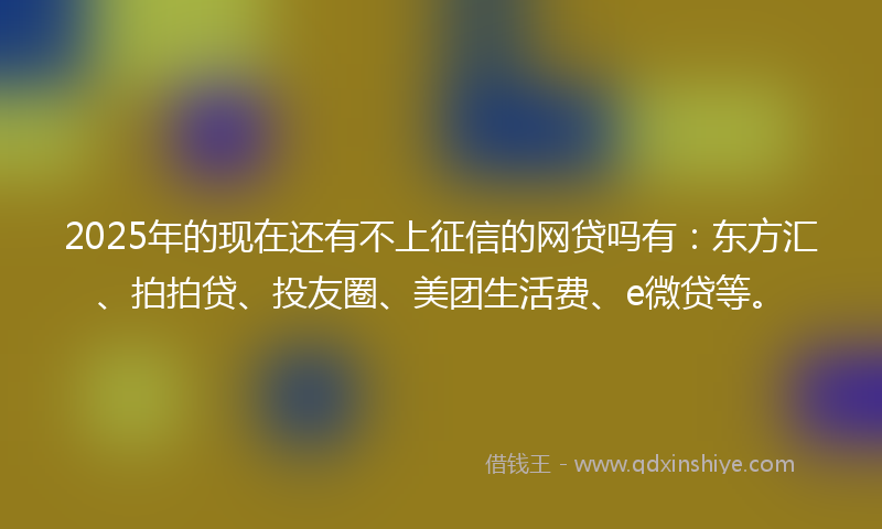 2025年的现在还有不上征信的网贷吗有：东方汇、拍拍贷、投友圈、美团生活费、e微贷等。