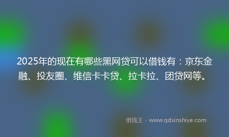 2025年的现在有哪些黑网贷可以借钱有：京东金融、投友圈、维信卡卡贷、拉卡拉、团贷网等。