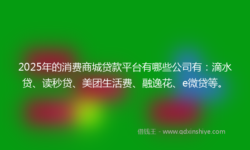 2025年的消费商城贷款平台有哪些公司有：滴水贷、读秒贷、美团生活费、融逸花、e微贷等。