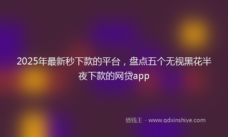 2025年最新秒下款的平台，盘点五个无视黑花半夜下款的网贷app