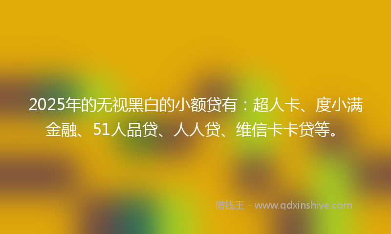 2025年的无视黑白的小额贷有：超人卡、度小满金融、51人品贷、人人贷、维信卡卡贷等。