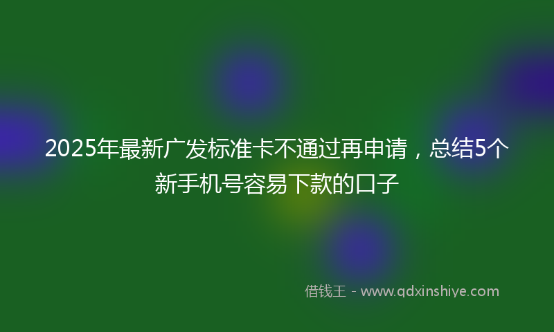2025年最新广发标准卡不通过再申请，总结5个新手机号容易下款的口子