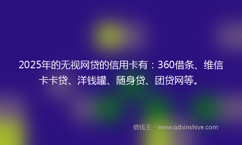 2025年的无视网贷的信用卡有：360借条、维信卡卡贷、洋钱罐、随身贷、团贷网等。