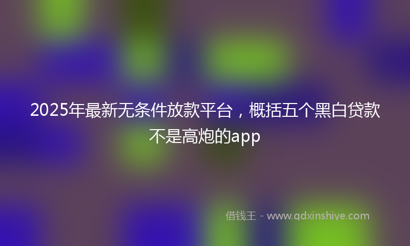 2025年最新无条件放款平台，概括五个黑白贷款不是高炮的app