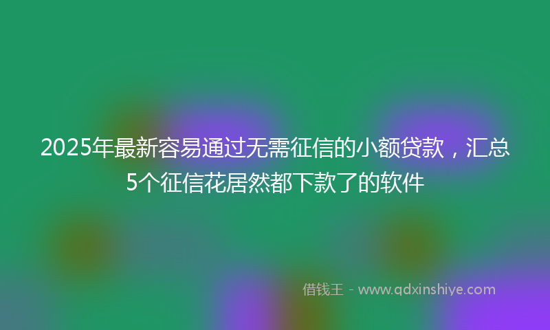 2025年最新容易通过无需征信的小额贷款，汇总5个征信花居然都下款了的软件