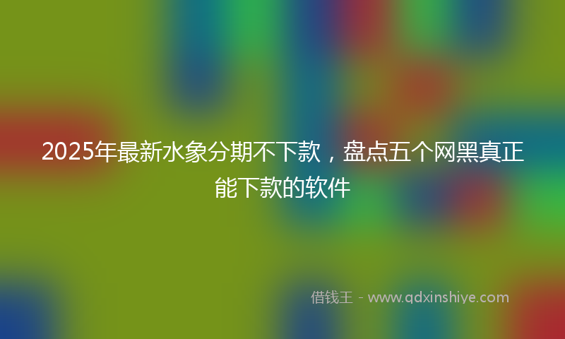 2025年最新水象分期不下款，盘点五个网黑真正能下款的软件