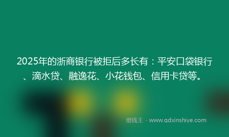 2025年的浙商银行被拒后多长有：平安口袋银行、滴水贷、融逸花、小花钱包、信用卡贷等。