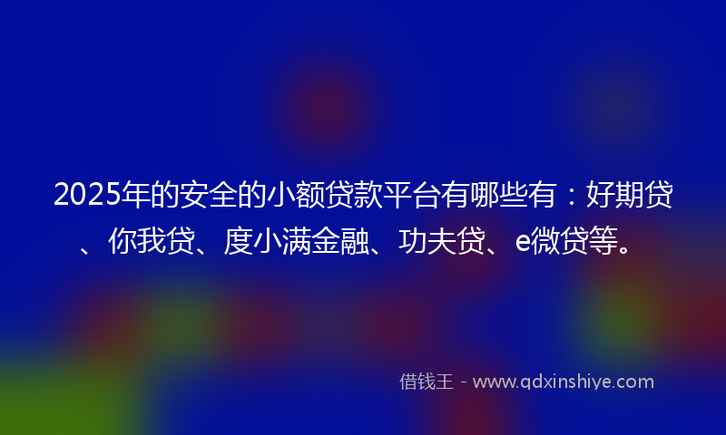 2025年的安全的小额贷款平台有哪些有：好期贷、你我贷、度小满金融、功夫贷、e微贷等。