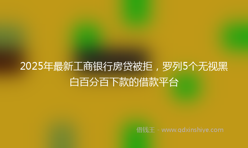 2025年最新工商银行房贷被拒，罗列5个无视黑白百分百下款的借款平台