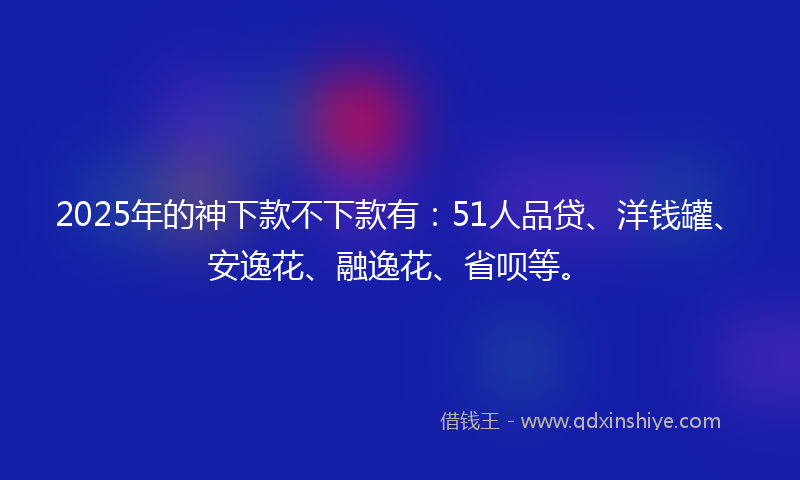 2025年的神下款不下款有：51人品贷、洋钱罐、安逸花、融逸花、省呗等。
