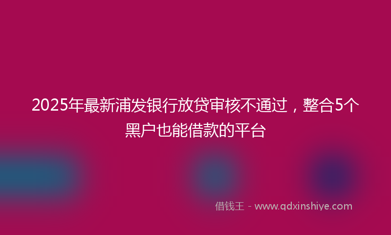2025年最新浦发银行放贷审核不通过，整合5个黑户也能借款的平台