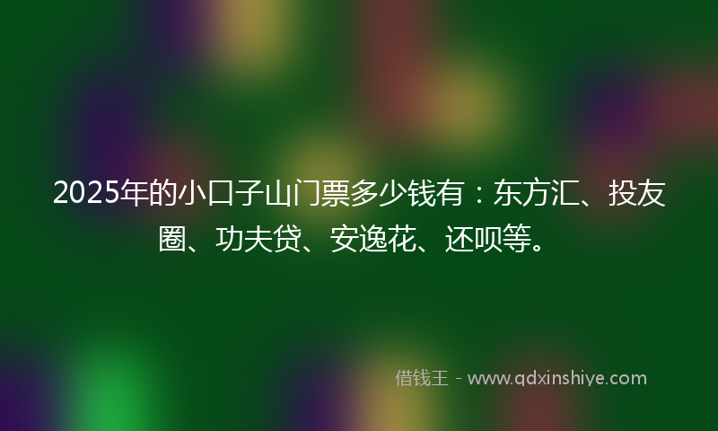 2025年的小口子山门票多少钱有：东方汇、投友圈、功夫贷、安逸花、还呗等。