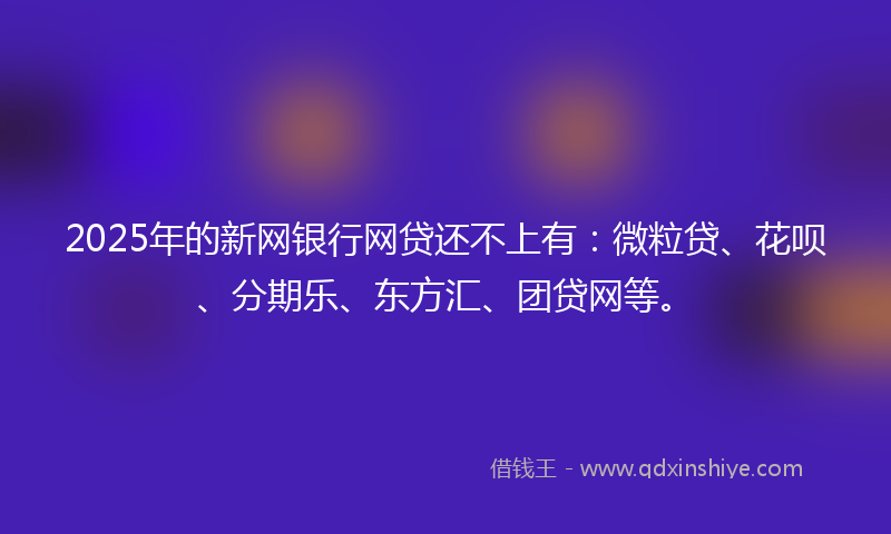 2025年的新网银行网贷还不上有：微粒贷、花呗、分期乐、东方汇、团贷网等。