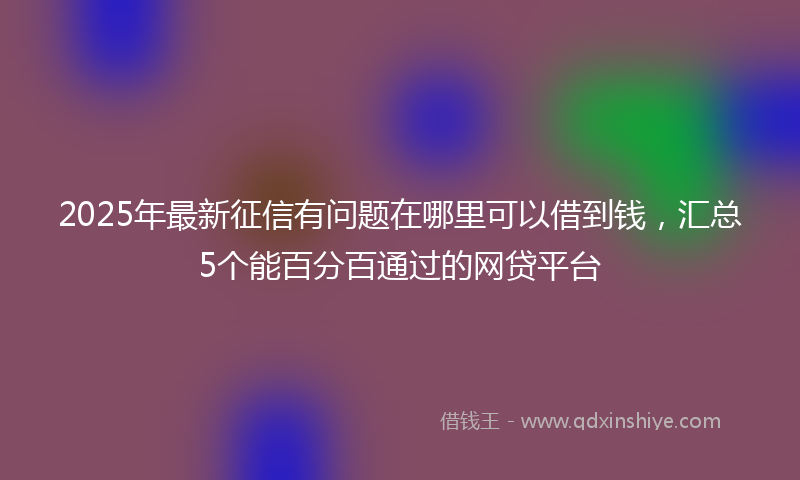 2025年最新征信有问题在哪里可以借到钱，汇总5个能百分百通过的网贷平台