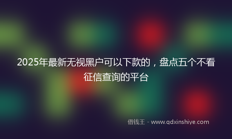 2025年最新无视黑户可以下款的，盘点五个不看征信查询的平台