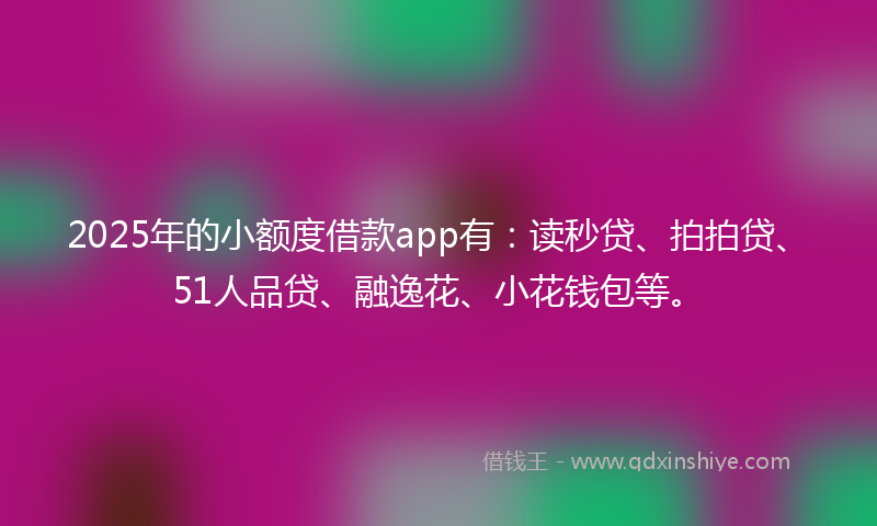 2025年的小额度借款app有：读秒贷、拍拍贷、51人品贷、融逸花、小花钱包等。