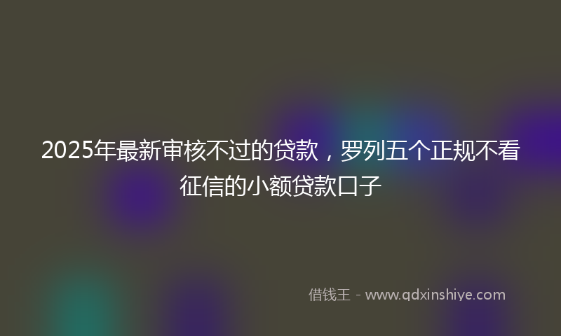 2025年最新审核不过的贷款，罗列五个正规不看征信的小额贷款口子