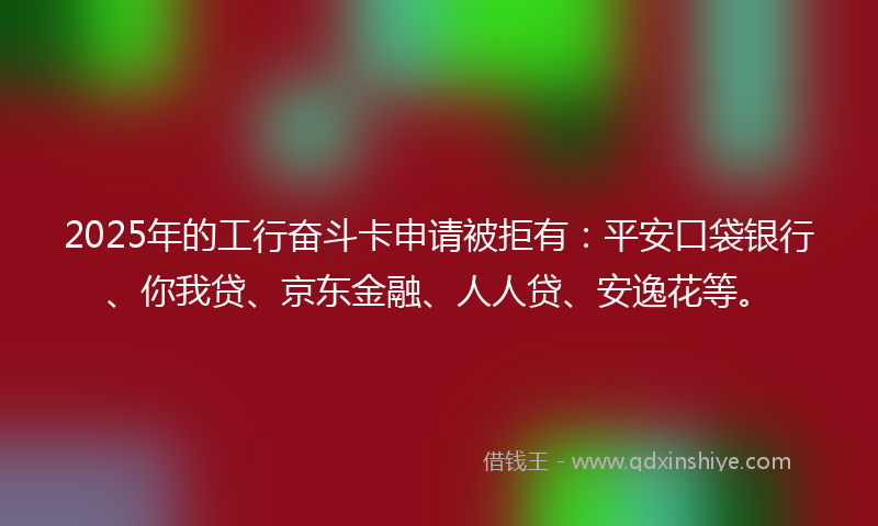 2025年的工行奋斗卡申请被拒有：平安口袋银行、你我贷、京东金融、人人贷、安逸花等。
