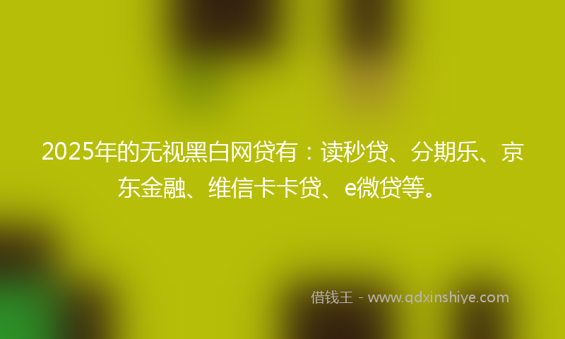 2025年的无视黑白网贷有：读秒贷、分期乐、京东金融、维信卡卡贷、e微贷等。