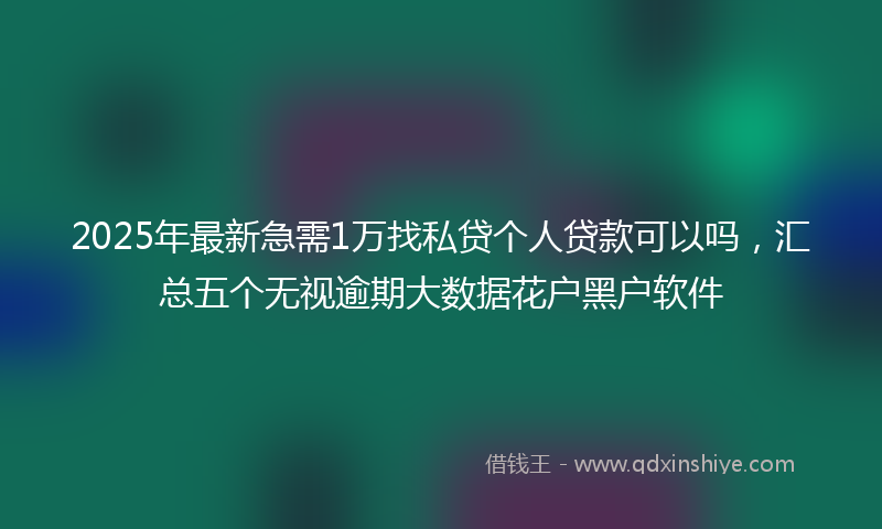 2025年最新急需1万找私贷个人贷款可以吗，汇总五个无视逾期大数据花户黑户软件