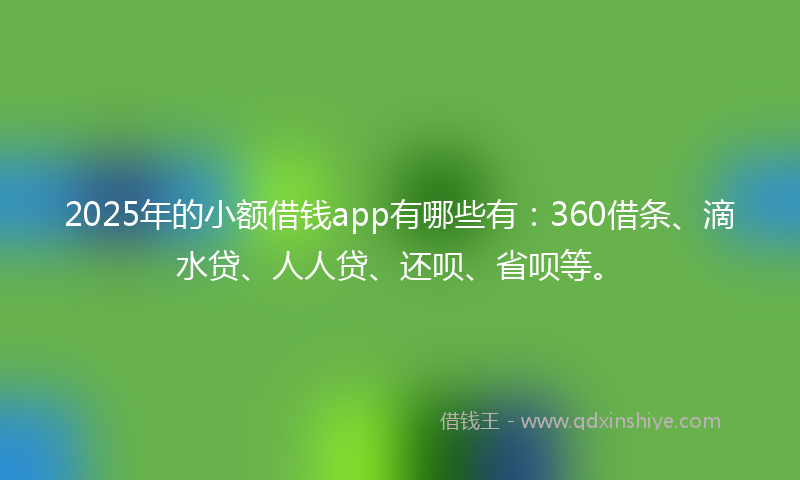 2025年的小额借钱app有哪些有：360借条、滴水贷、人人贷、还呗、省呗等。