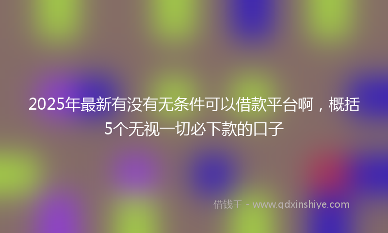 2025年最新有没有无条件可以借款平台啊，概括5个无视一切必下款的口子