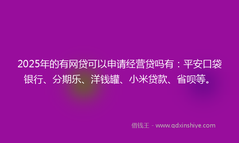 2025年的有网贷可以申请经营贷吗有：平安口袋银行、分期乐、洋钱罐、小米贷款、省呗等。