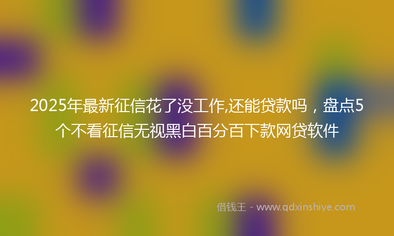 2025年最新征信花了没工作,还能贷款吗，盘点5个不看征信无视黑白百分百下款网贷软件