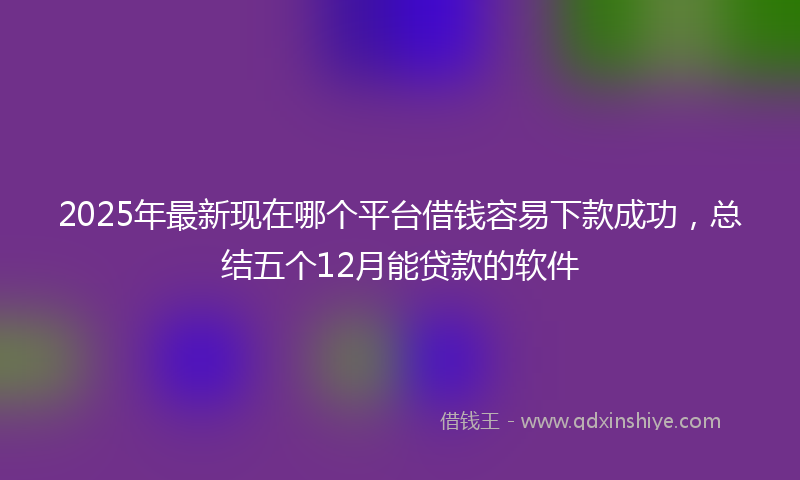 2025年最新现在哪个平台借钱容易下款成功，总结五个12月能贷款的软件