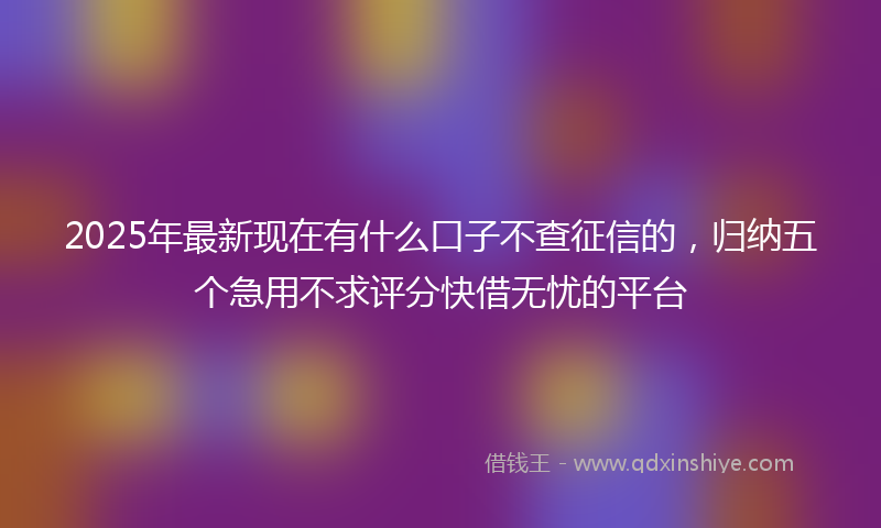 2025年最新现在有什么口子不查征信的，归纳五个急用不求评分快借无忧的平台