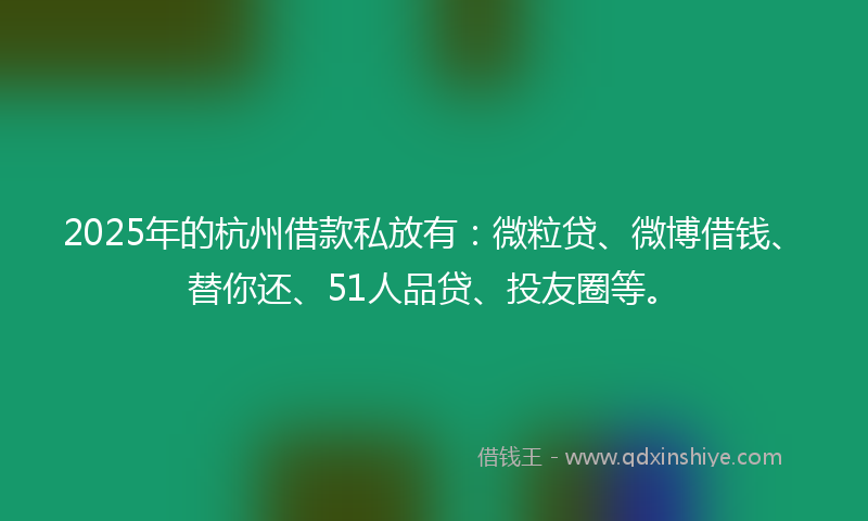 2025年的杭州借款私放有：微粒贷、微博借钱、替你还、51人品贷、投友圈等。