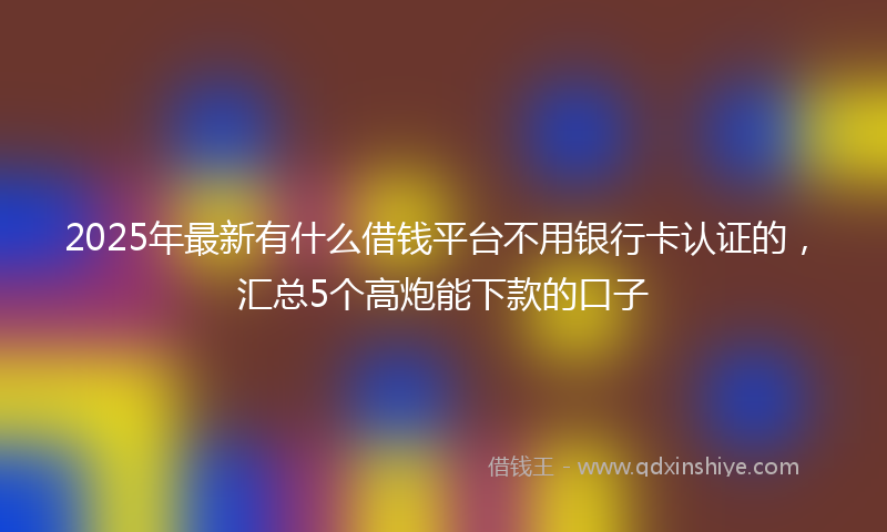 2025年最新有什么借钱平台不用银行卡认证的，汇总5个高炮能下款的口子