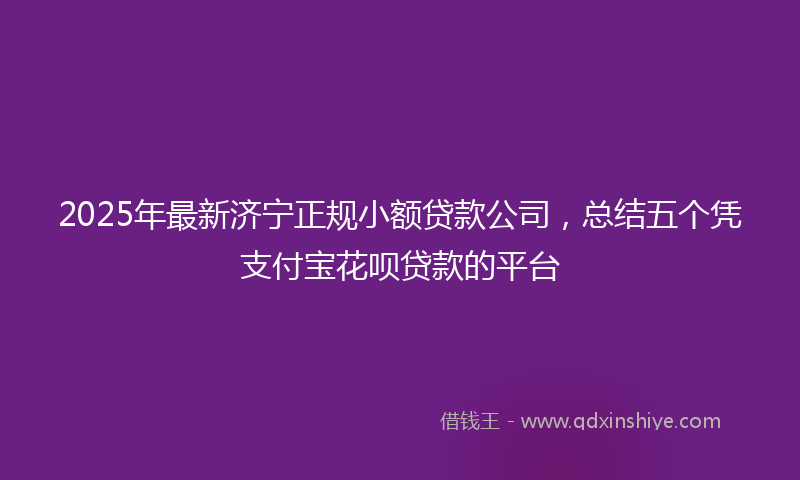 2025年最新济宁正规小额贷款公司，总结五个凭支付宝花呗贷款的平台