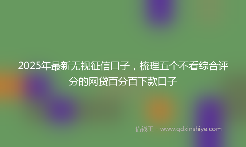 2025年最新无视征信口子，梳理五个不看综合评分的网贷百分百下款口子