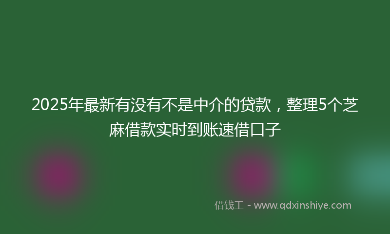 2025年最新有没有不是中介的贷款，整理5个芝麻借款实时到账速借口子