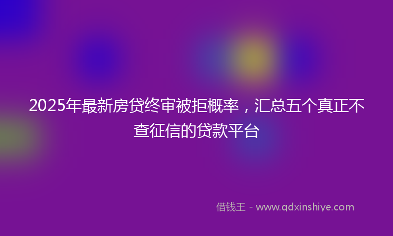 2025年最新房贷终审被拒概率，汇总五个真正不查征信的贷款平台