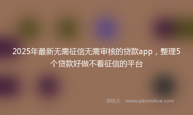 2025年最新无需征信无需审核的贷款app，整理5个贷款好做不看征信的平台