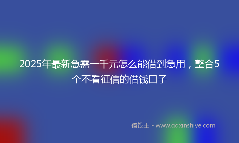 2025年最新急需一千元怎么能借到急用，整合5个不看征信的借钱口子