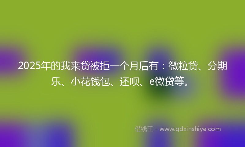 2025年的我来贷被拒一个月后有：微粒贷、分期乐、小花钱包、还呗、e微贷等。