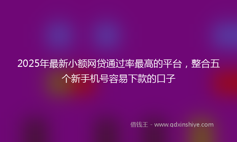 2025年最新小额网贷通过率最高的平台，整合五个新手机号容易下款的口子