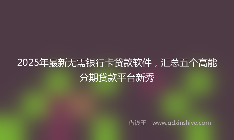 2025年最新无需银行卡贷款软件，汇总五个高能分期贷款平台新秀